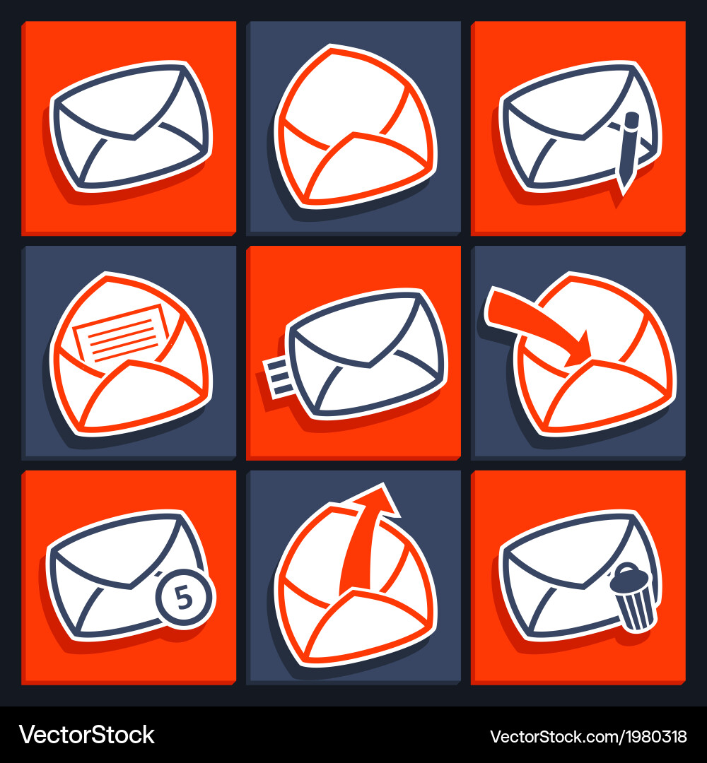 Set of icons for app envelopes and message Vector Image