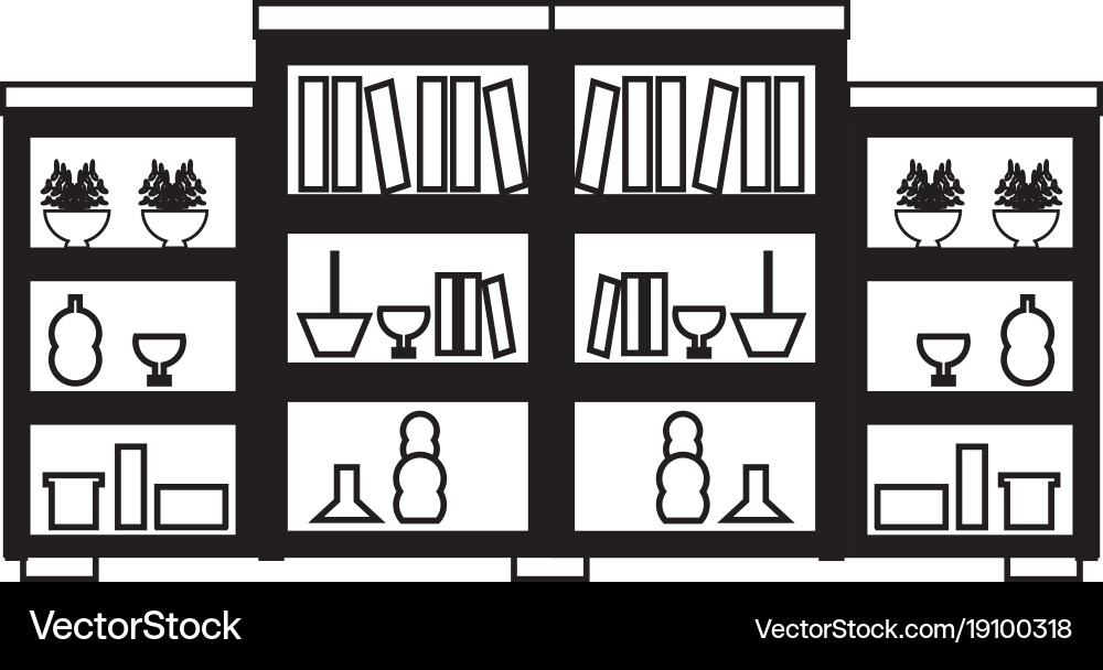 Shelves unit with decorative objects vector image