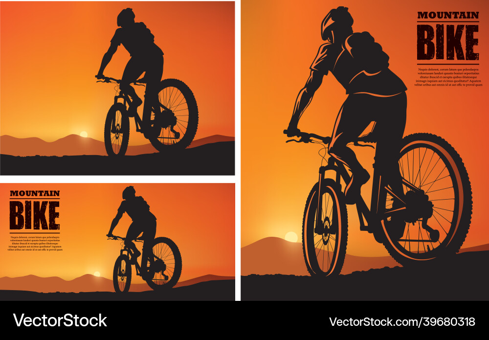 Silhouette of a mountain bike rider Silhouette of a mountain bike rider vector image