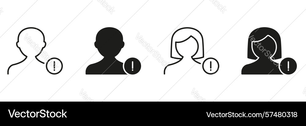 User alert notification icon set profile Vector Image