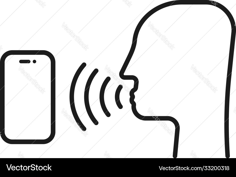 Voice command with thin line head Voice command with thin line head vector image