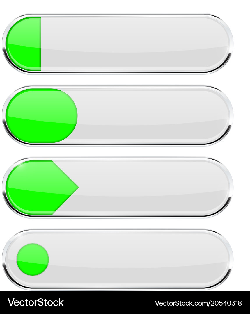 White buttons with green tags menu interface Vector Image