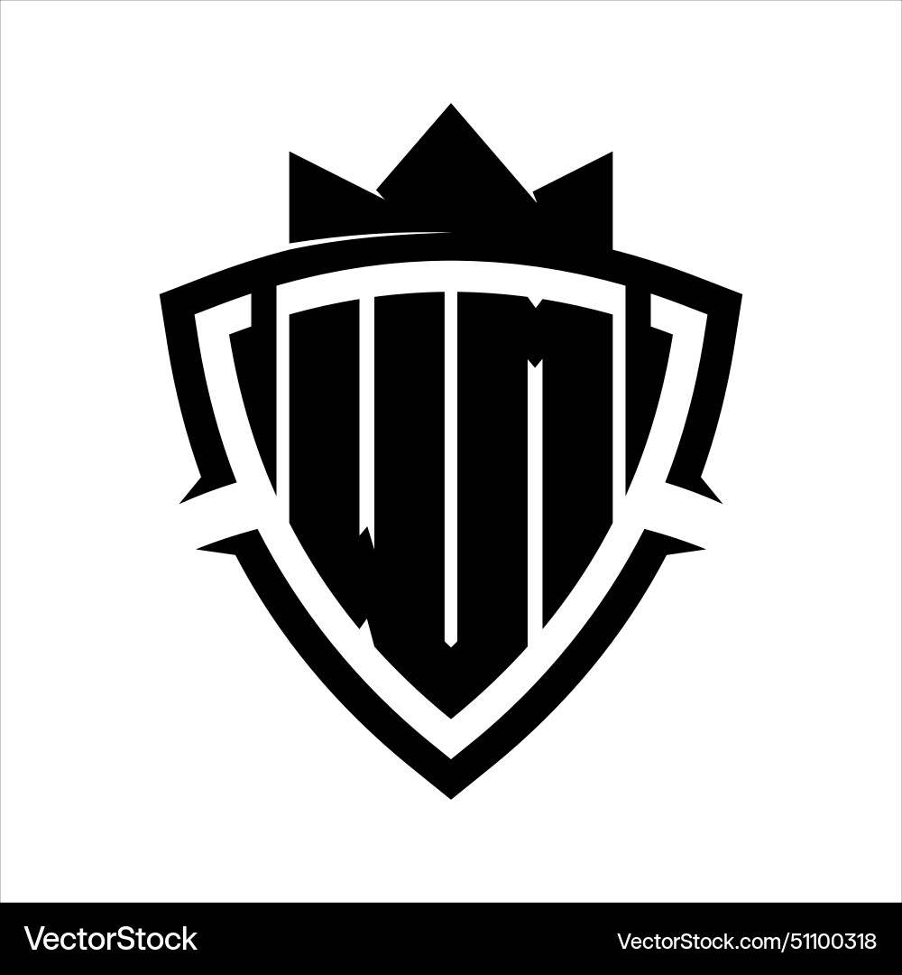 Wm letter bold monogram triangle curve shield vector image