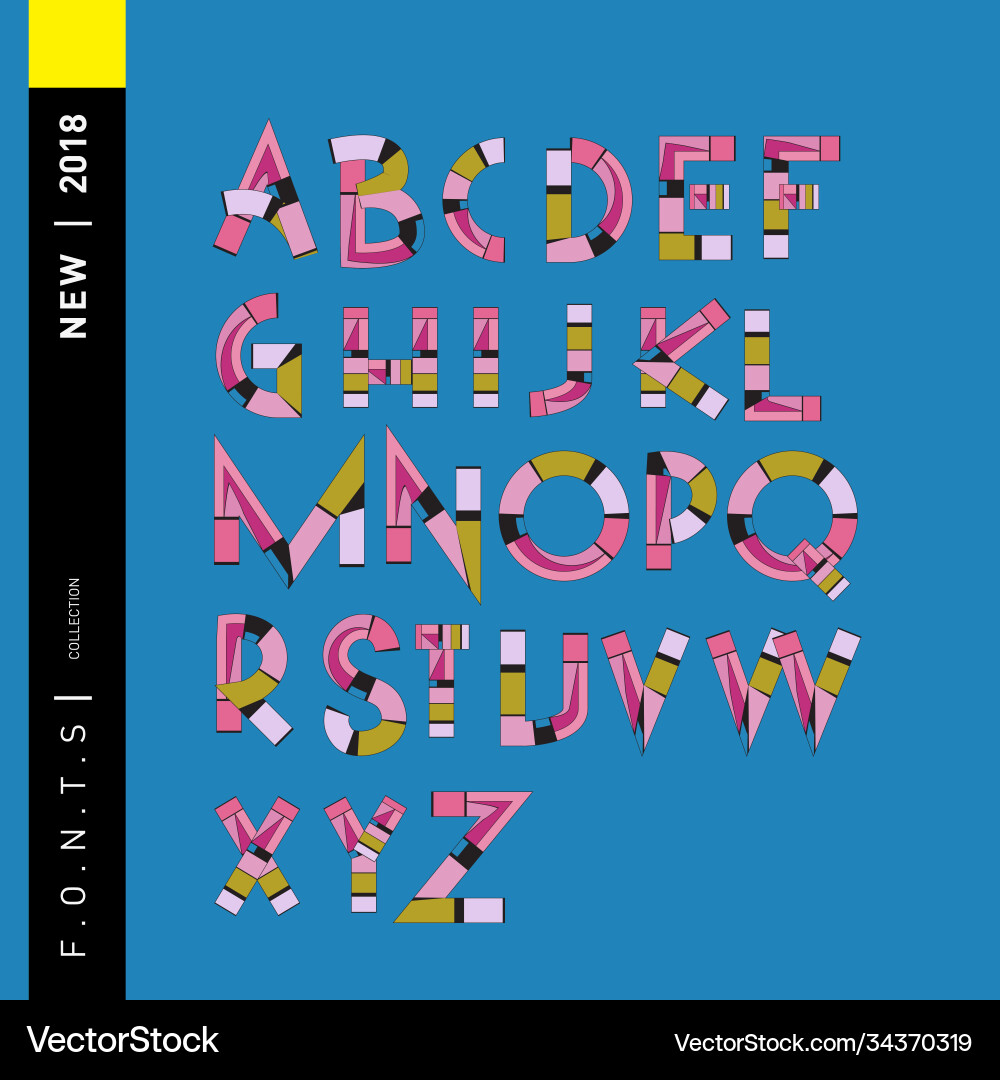 Abstract colorful font and alphabet Vector Image