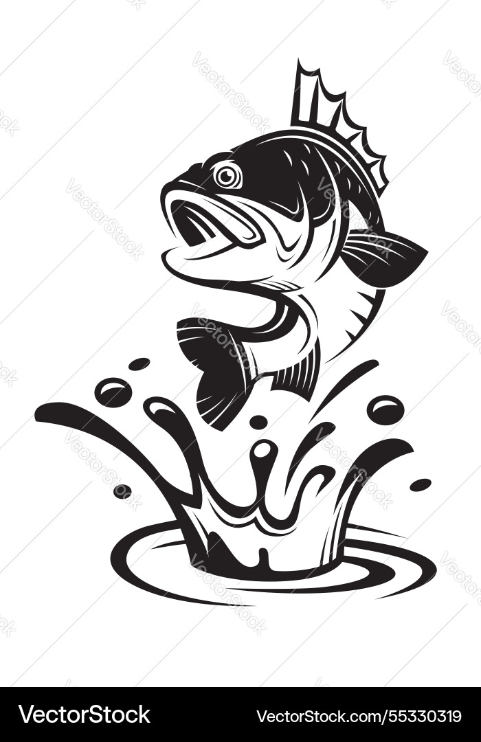 Bass fish emblem vector image