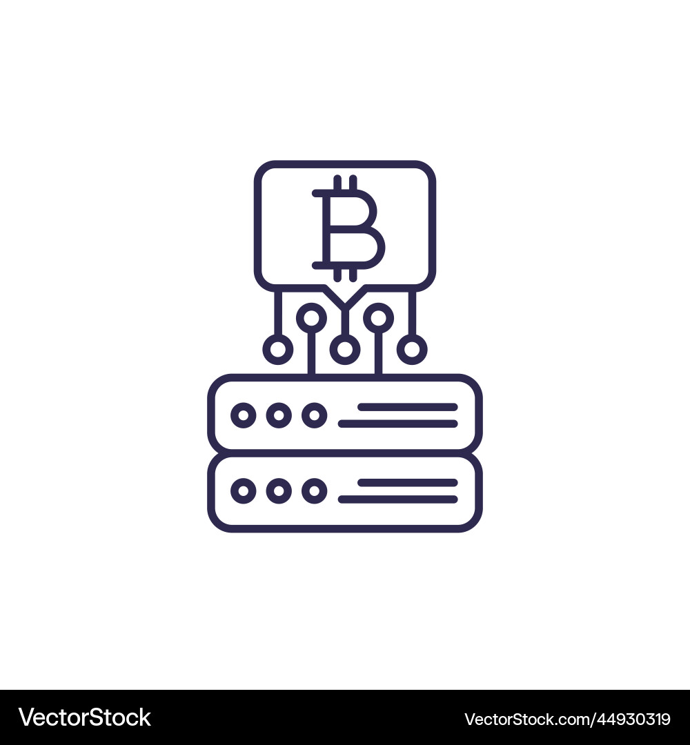 Bitcoin Mining Line Icon vector image