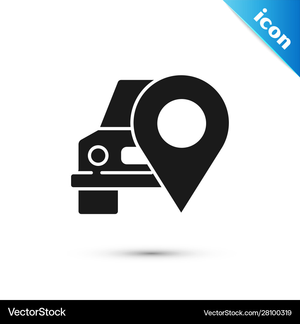 Black map pointer with taxi icon isolated on white Vector Image