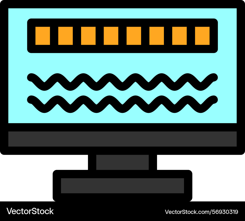 Byte wave line filled style icon design vector image