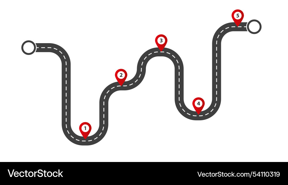 Curving road map with web marks vector image