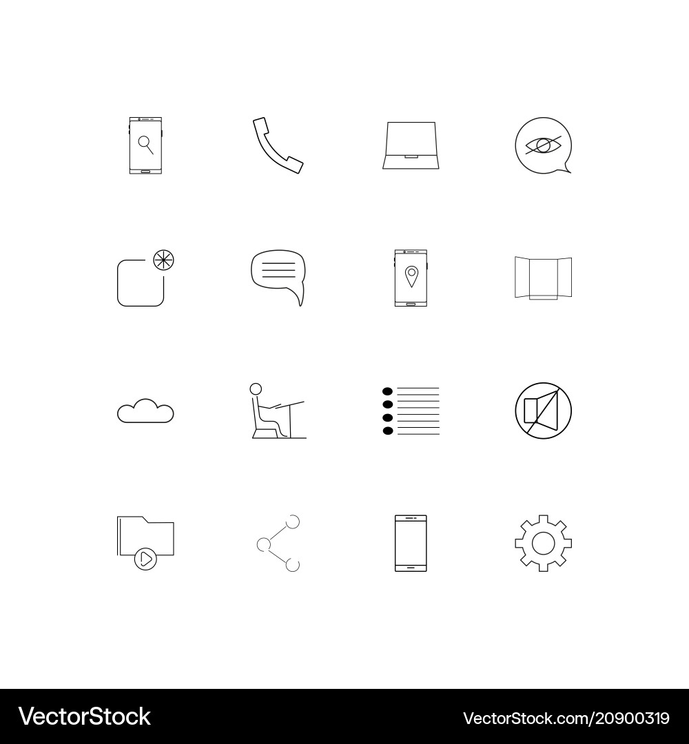 Devices linear thin icons set outlined simple vector image