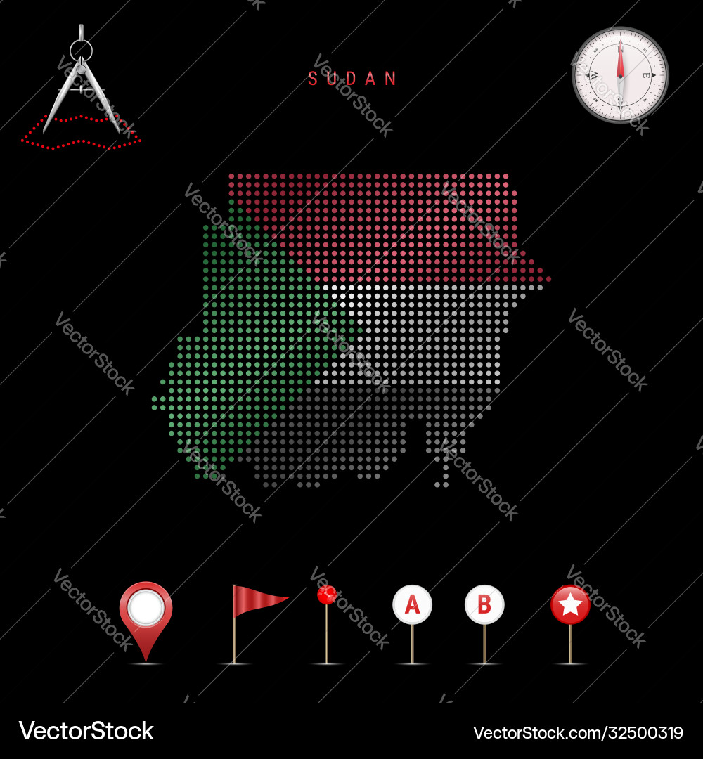 Dotted map sudan painted in national flag Dotted map sudan painted in national flag vector image
