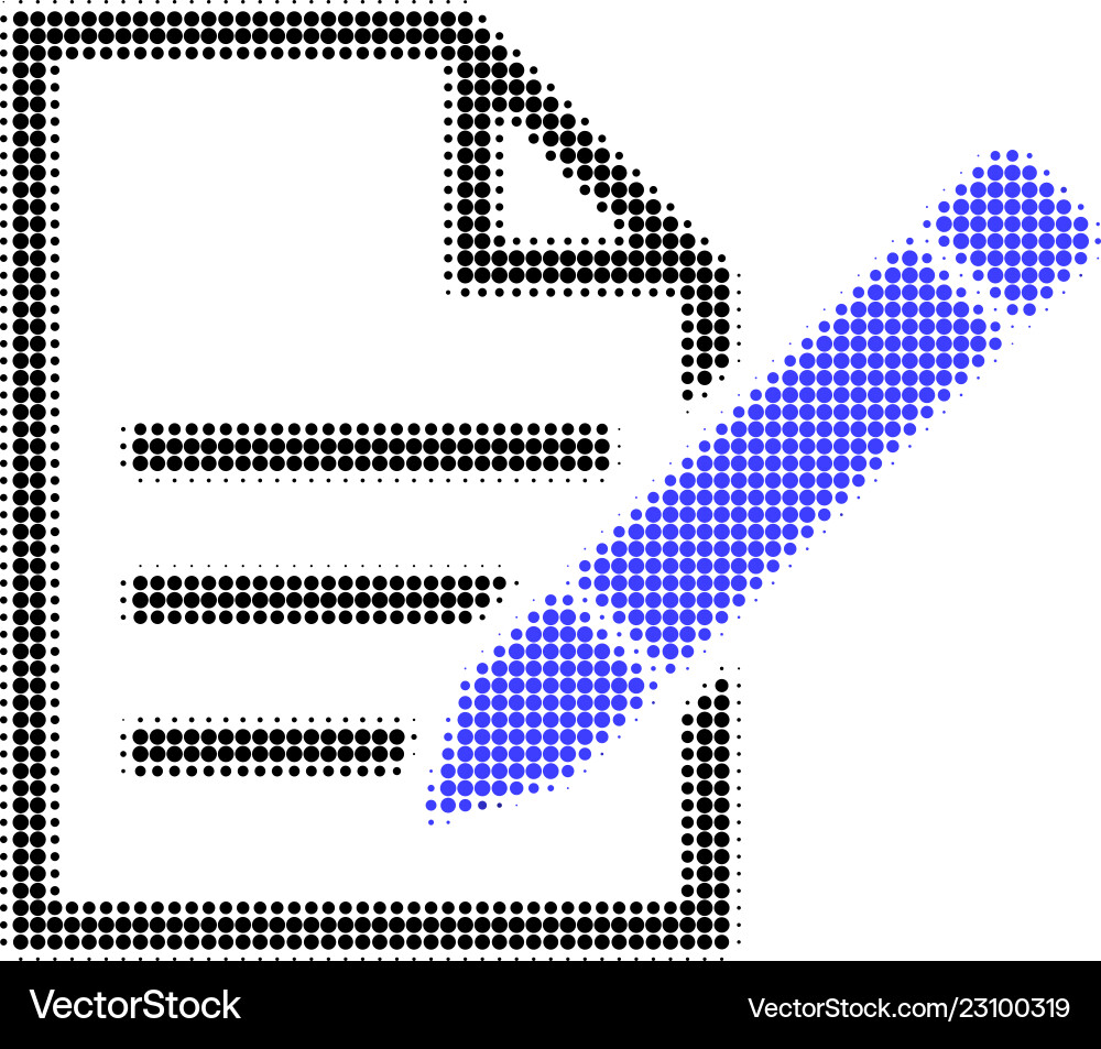 Edit text page halftone dotted icon Edit text page halftone dotted icon vector image