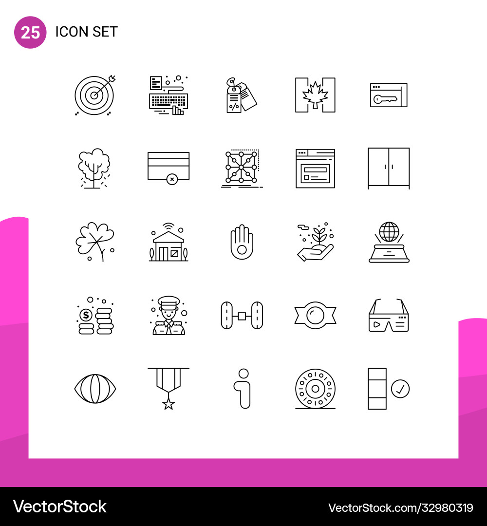 Editable line pack 25 simple lines browser Vector Image