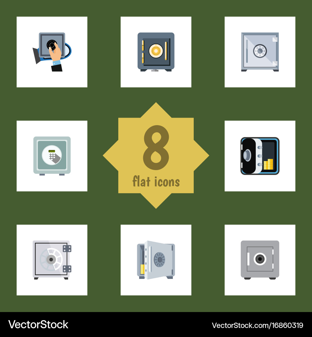 Flat icon safe set of banking security Vector Image