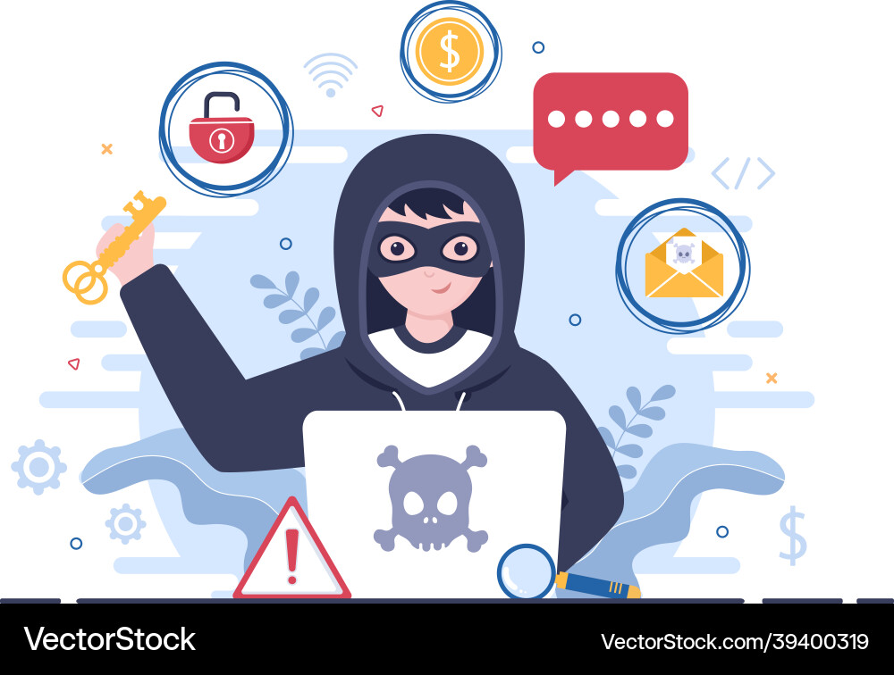 Hacker mit Computer-Server zu Aktivität gehackt Hacker mit Computer-Server zu Aktivität gehackt vektorbild