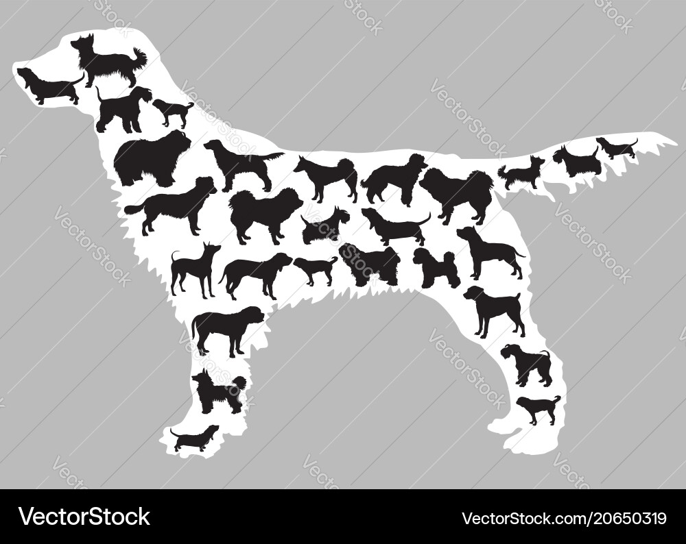 Hunde Silhouetten in einem Hund Hunde Silhouetten in einem Hund vektorbild