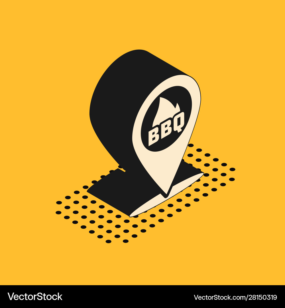 Isometric map pointer with barbecue icon isolated Vector Image