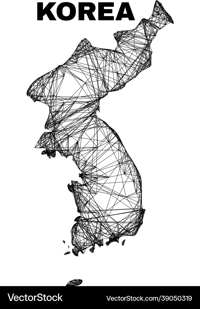 Linear irregular mesh korea map Vector Image