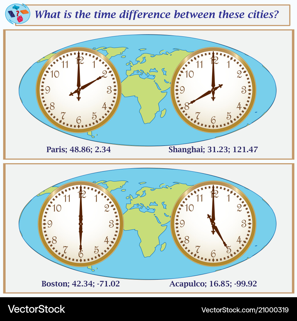Logical task what is the time difference between Logical task what is the time difference between vector image
