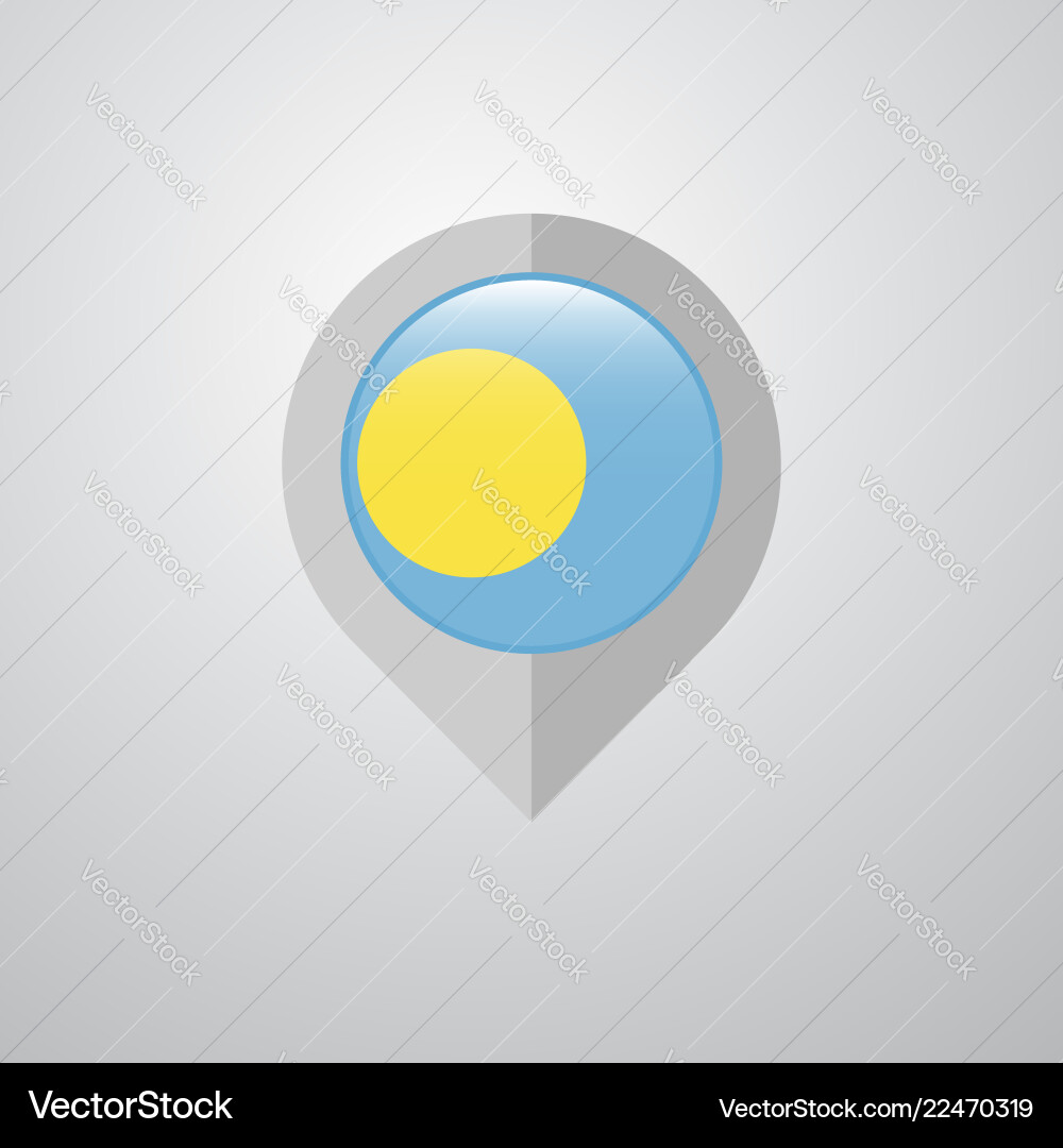 Map navigation pointer with palau flag design vector image