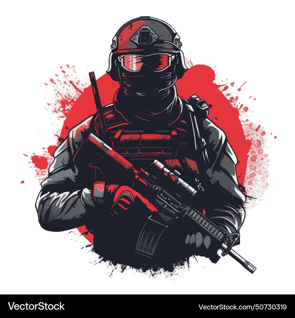 Minimalist army game character Minimalist army game character Vector Image