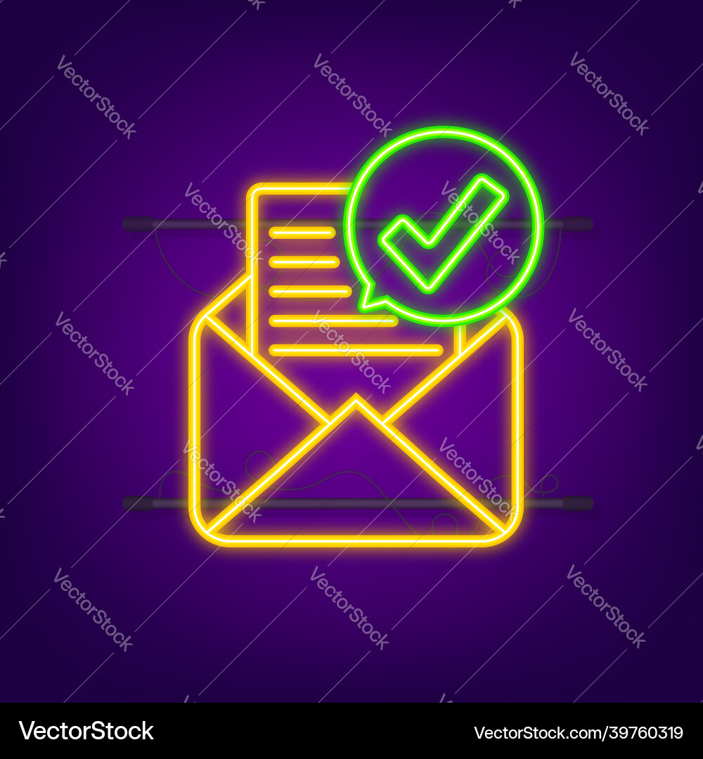 Opened envelope and document with green check mark Opened envelope and document with green check mark Vector Image