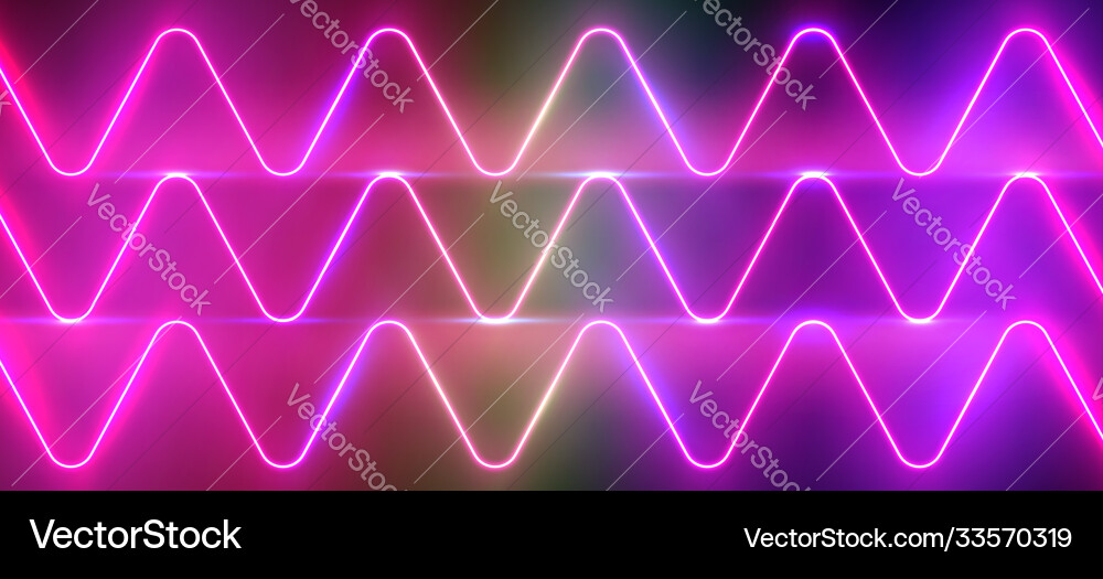 Realistic glowing neon waves pattern with glow Realistic glowing neon waves pattern with glow vector image