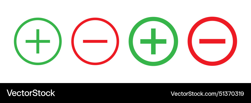Round plus and minus icons set Royalty Free Vector Image