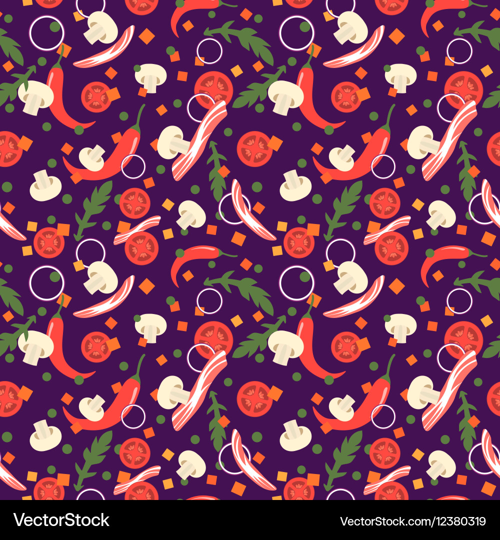 Seamless pattern with food slices design elements vector image