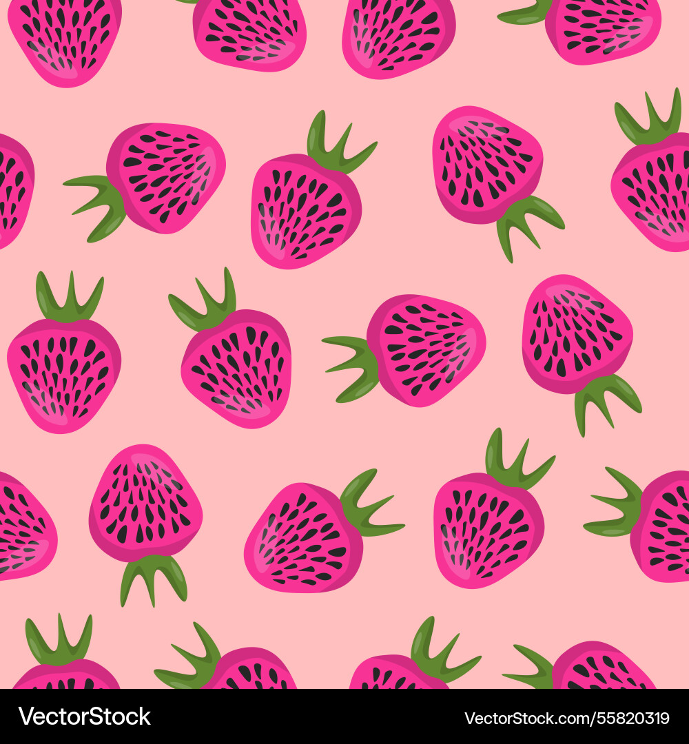 Seamless pattern with strawberry on color Seamless pattern with strawberry on color Vector Image