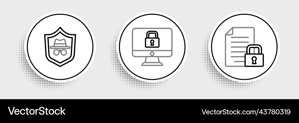 Set line document and lock incognito mode Set line document and lock incognito mode vector image