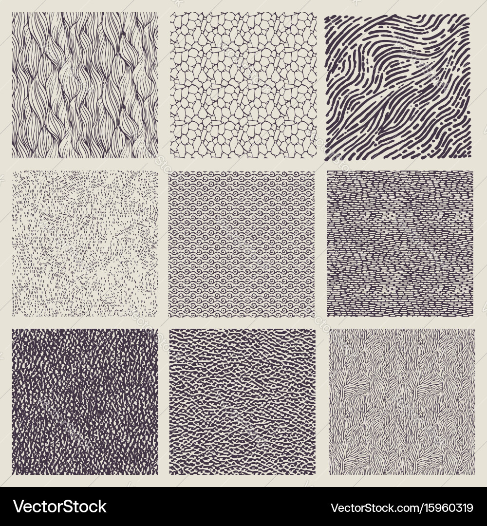 Set of hand drawn marker and ink patterns vector image