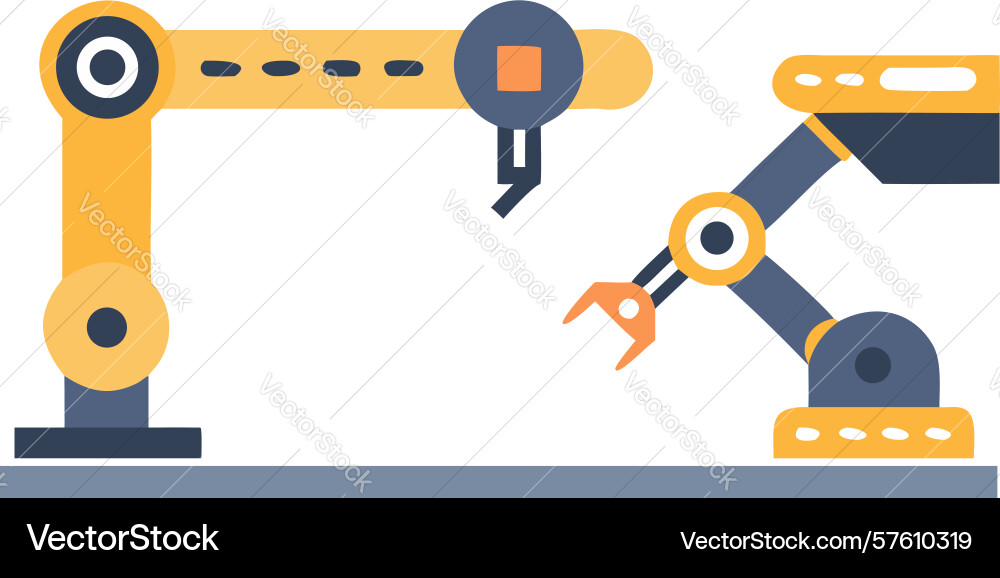 Single robotic arm manipulating object precision vector image