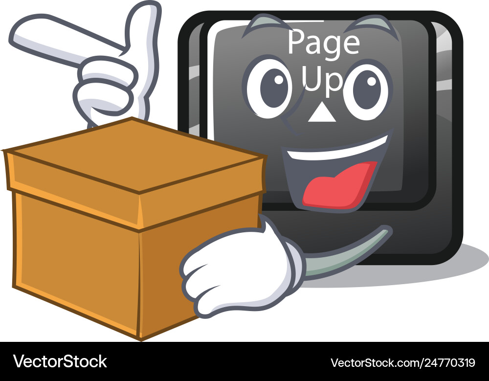 With box button page up isolated character vector image