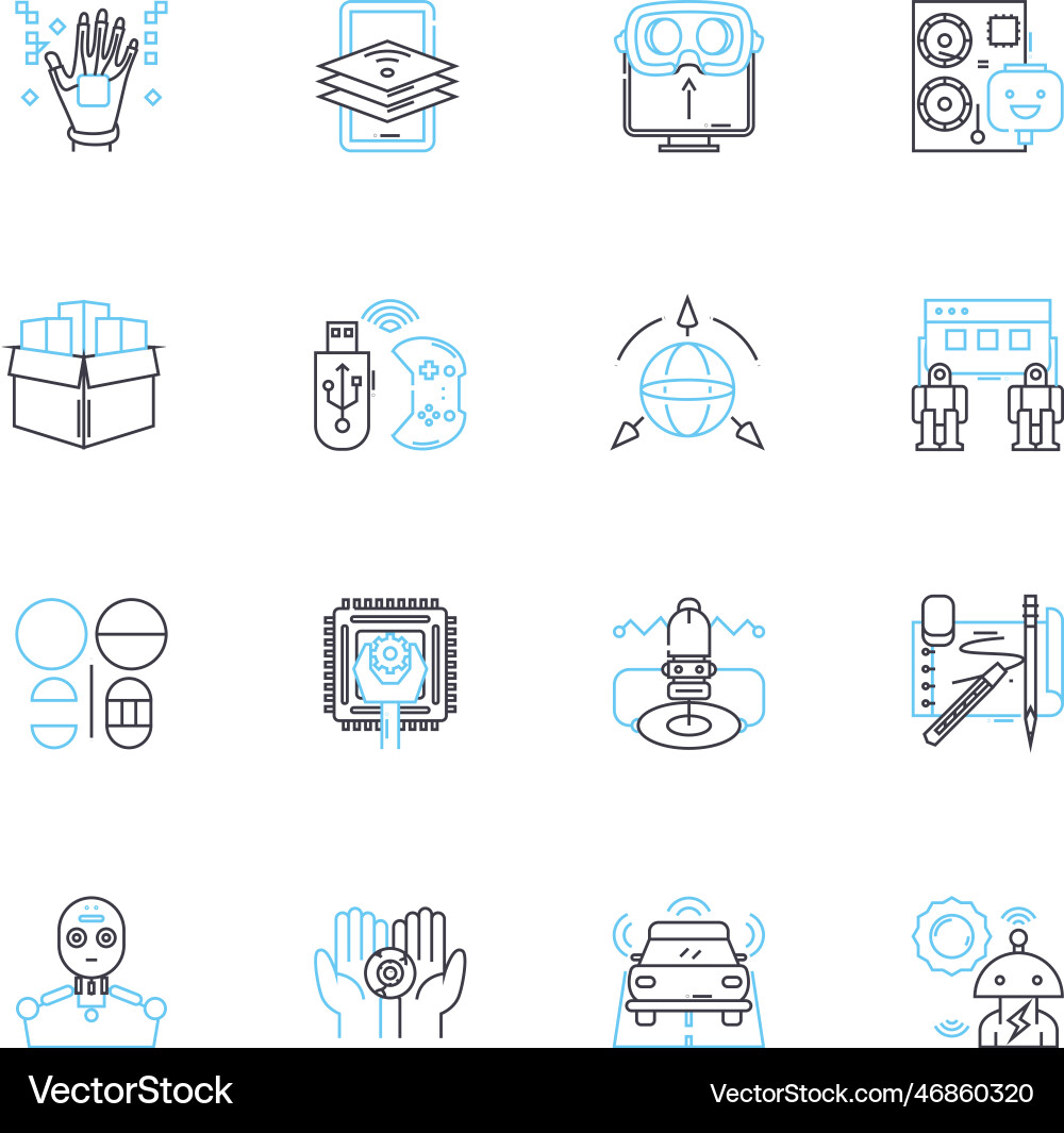 3d modeling linear icons set rendering surface 3d modeling linear icons set rendering surface vector image
