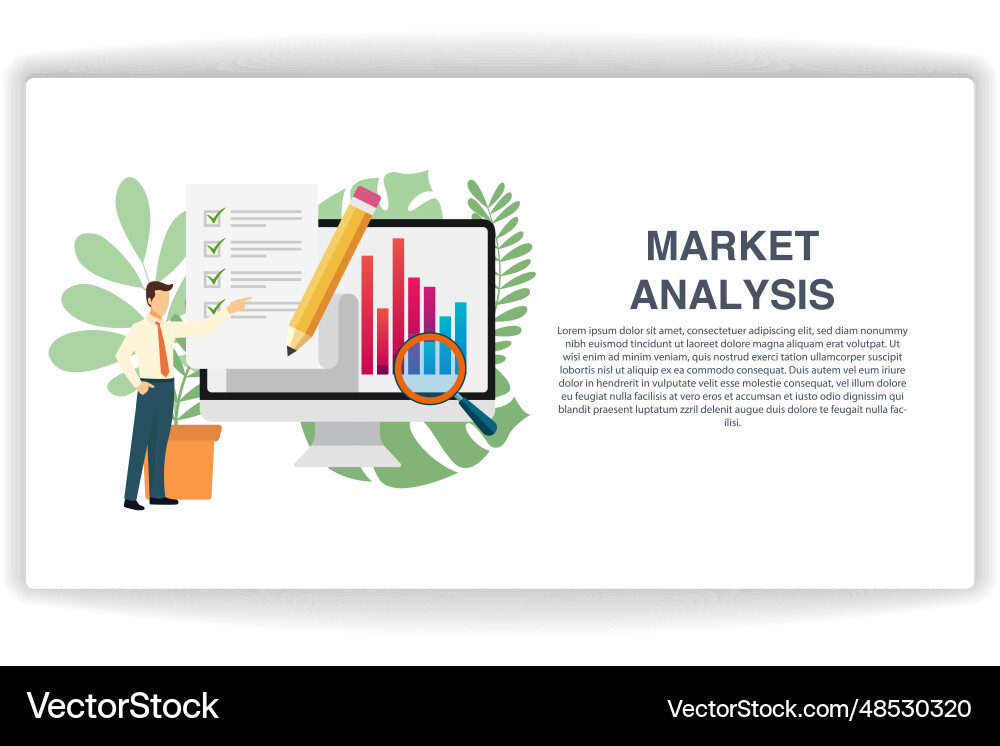A man stood pointing at the document website page Vector Image