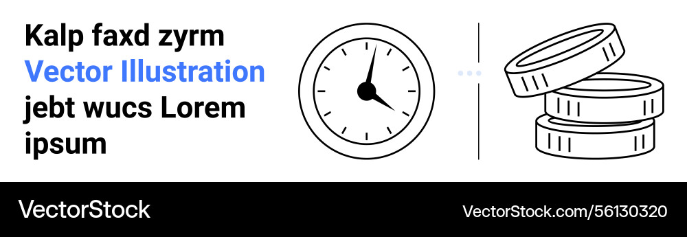 Analog clock and stacked coins representing time Vector Image