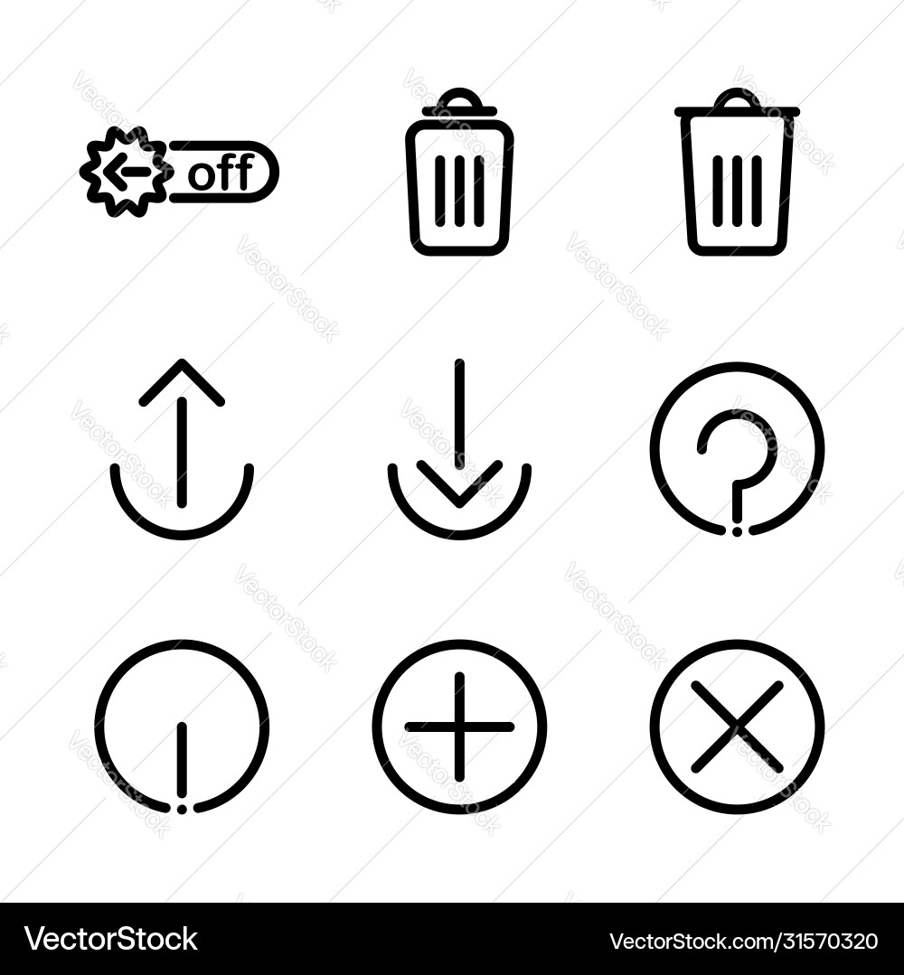 Basic user interface icon set outline include vector image