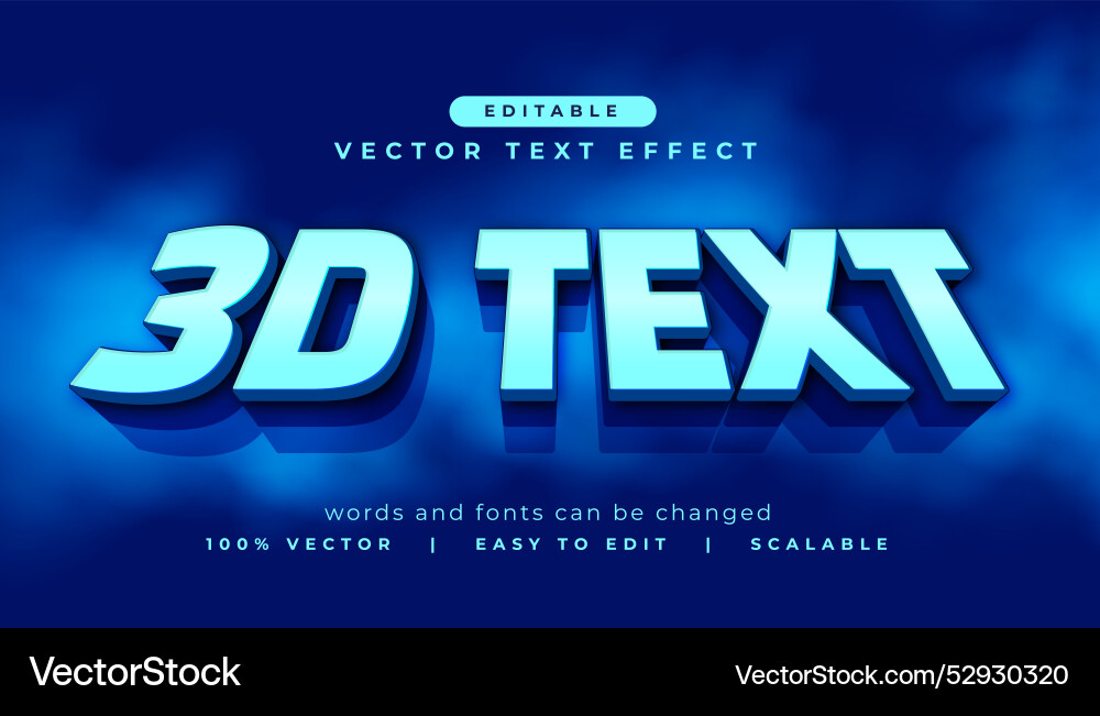 Bearbeitbare 3d Texteffektvorlage mit trüb Vektorbild