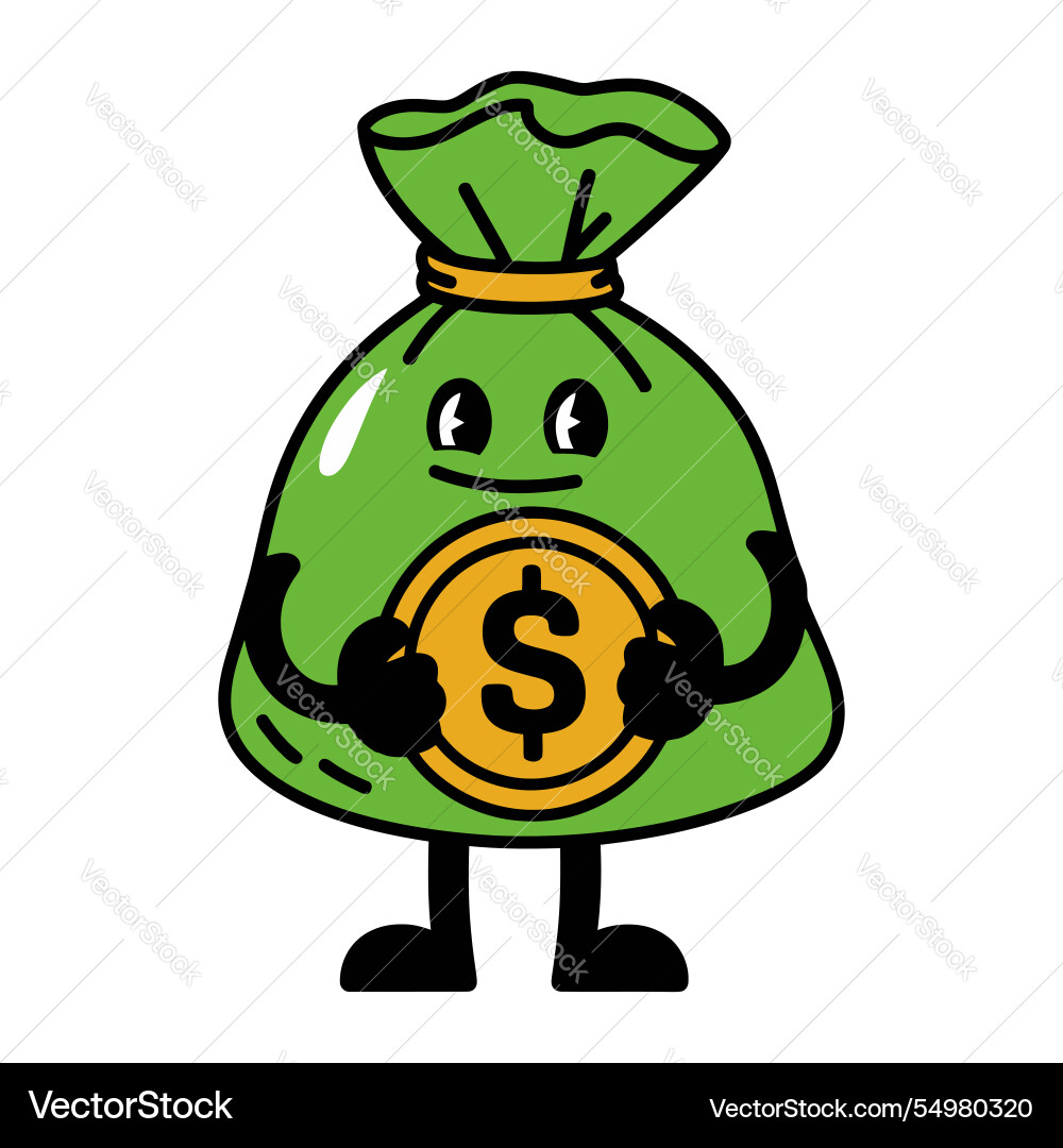 Cartoon Geldbeutel Charakter mit einer Dollarmünze Cartoon Geldbeutel Charakter mit einer Dollarmünze vektorbild