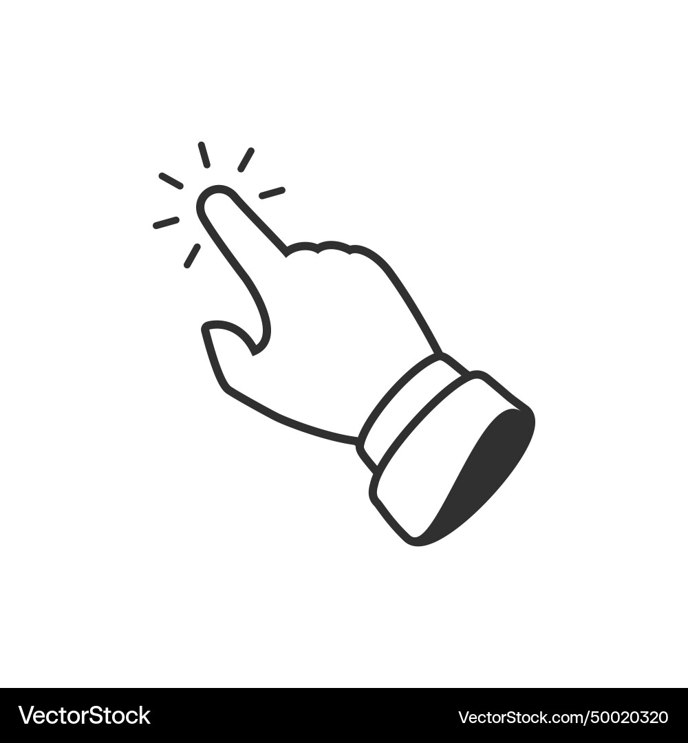 Click here button with hand pointer clicking Click here button with hand pointer clicking vector image