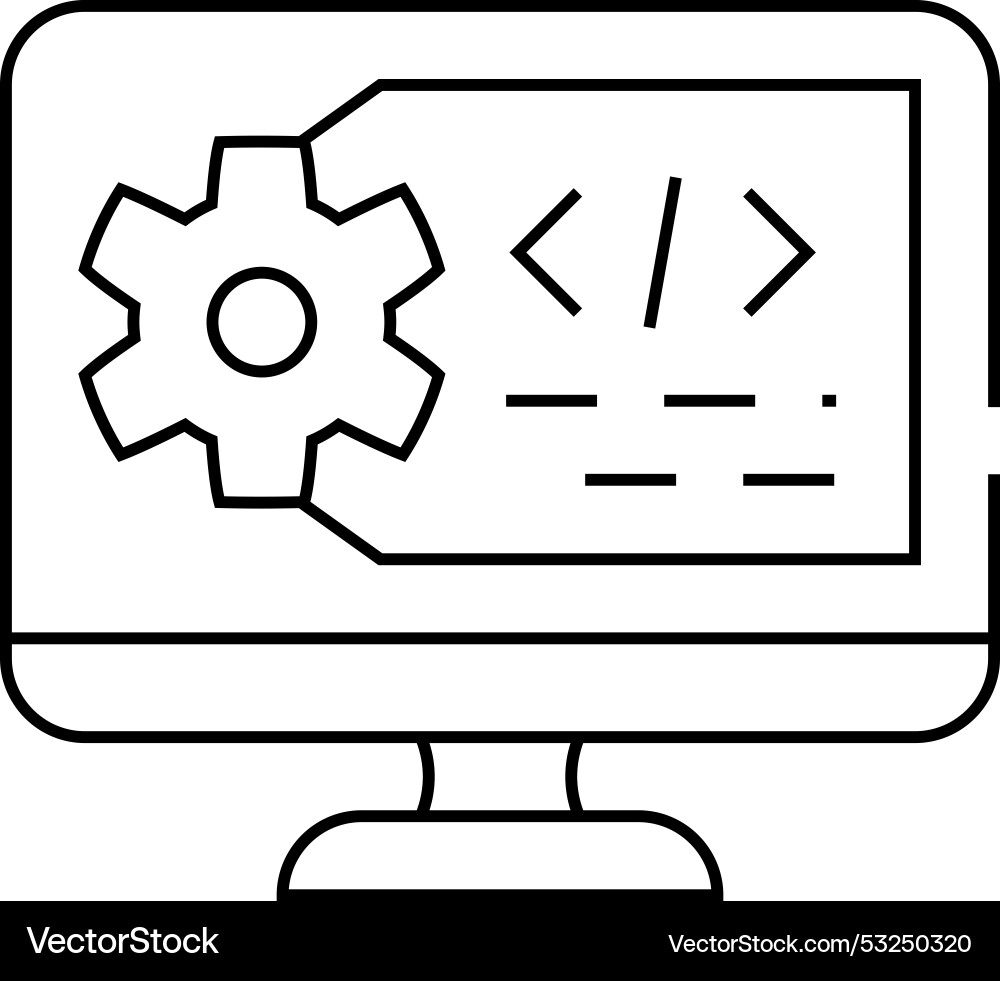 Code Computer-Bildschirmzeilen-Symbol Vektorbild