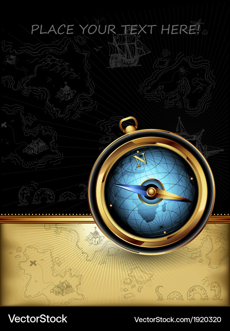 Compass with ornate frame Vector Image