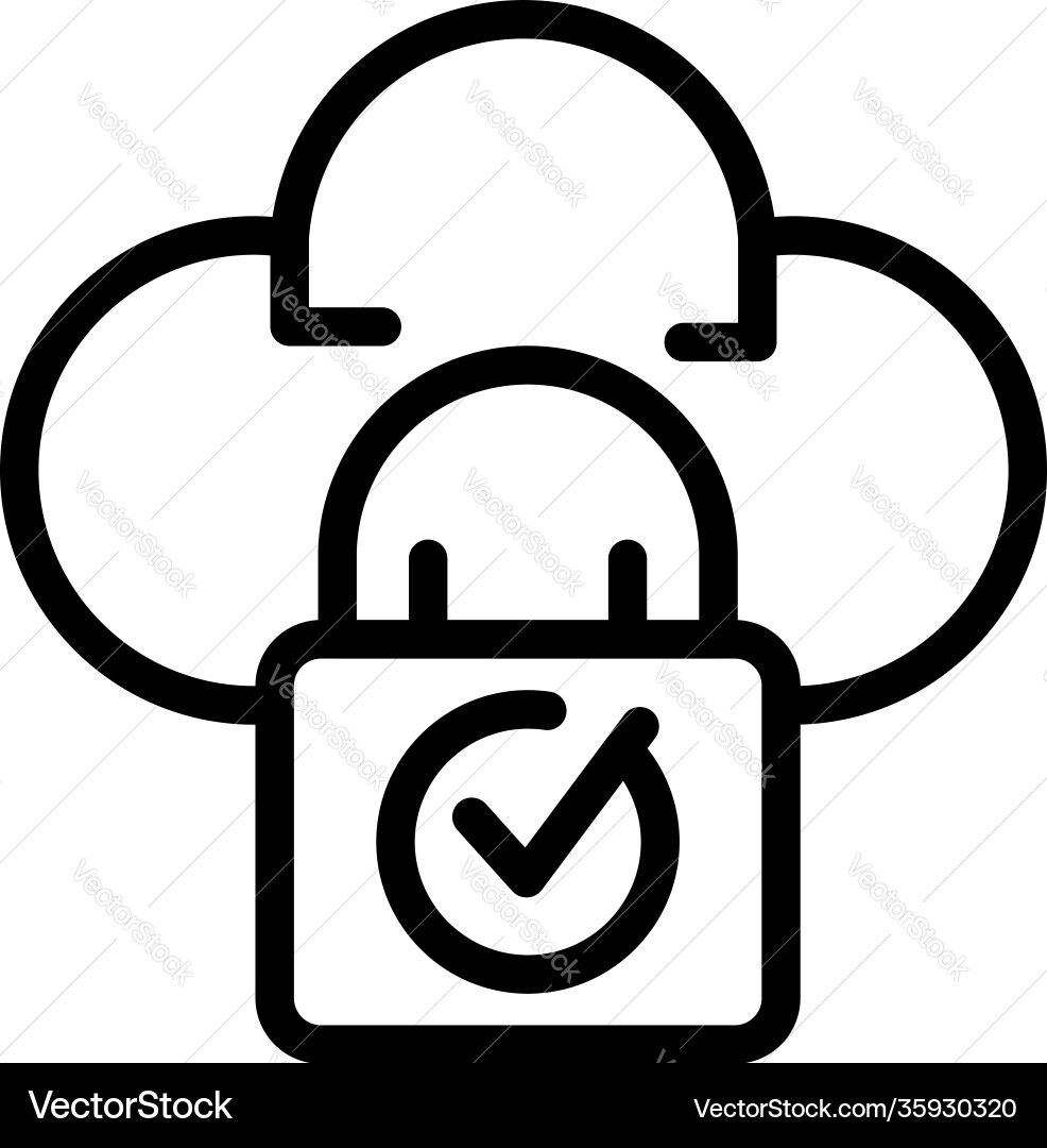 Database locked cloud icon outline style Database locked cloud icon outline style Vector Image