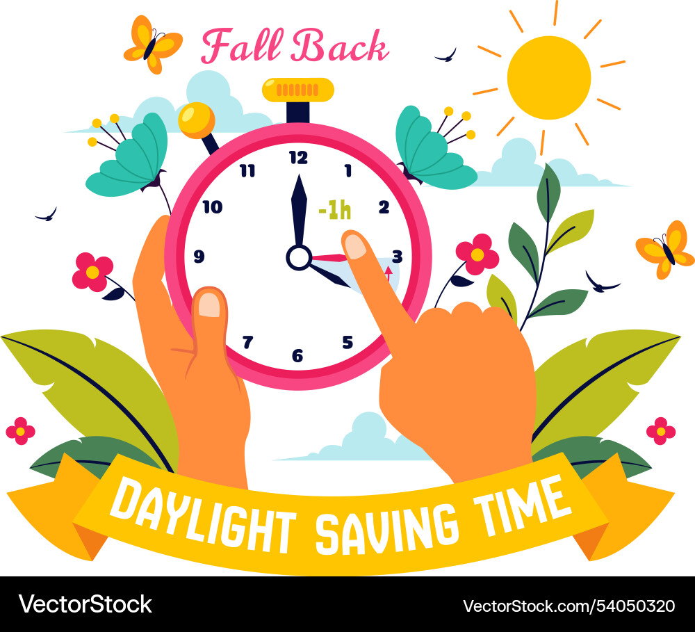 Daylight saving time with alarm clock Daylight saving time with alarm clock vector image