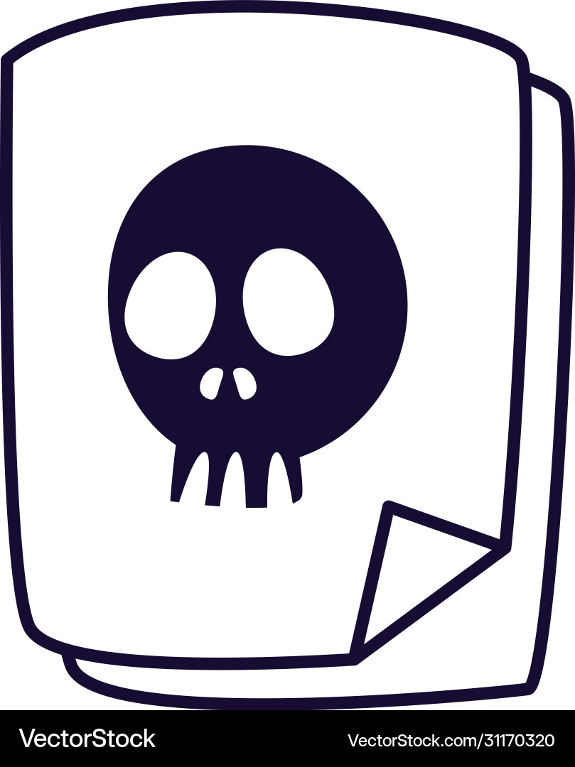 Document with skull line style icon design vector image