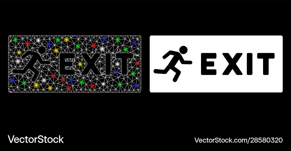 Flare mesh network emergency exit icon with Flare mesh network emergency exit icon with Vector Image
