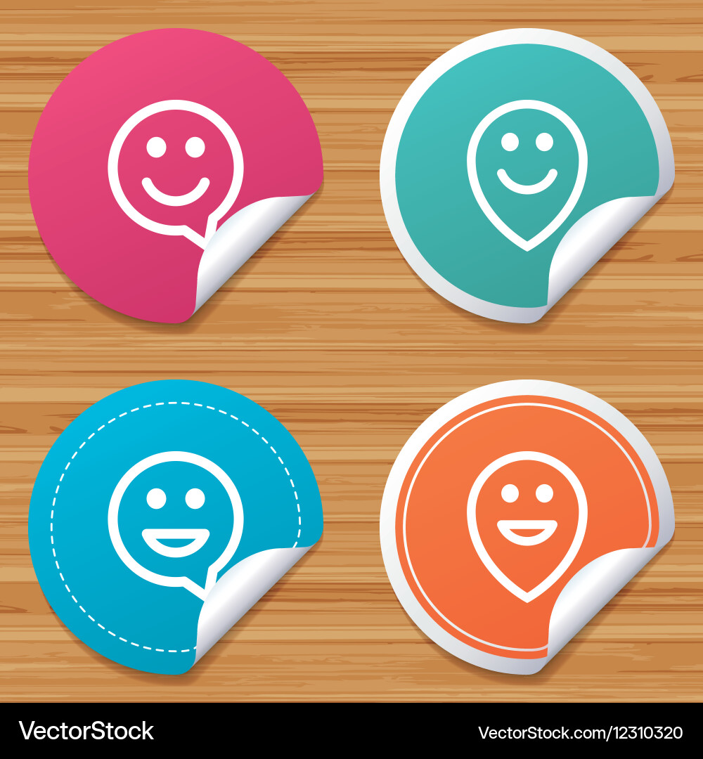 Happy face speech bubble icons pointer symbol vector image