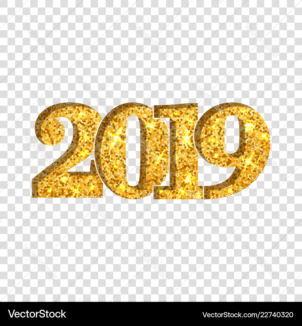 Happy new year shiny gold number 2019 golden Happy new year shiny gold number 2019 golden vector image