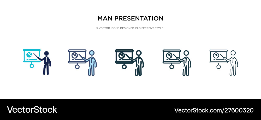 Man presentation icon in different style two Man presentation icon in different style two vector image